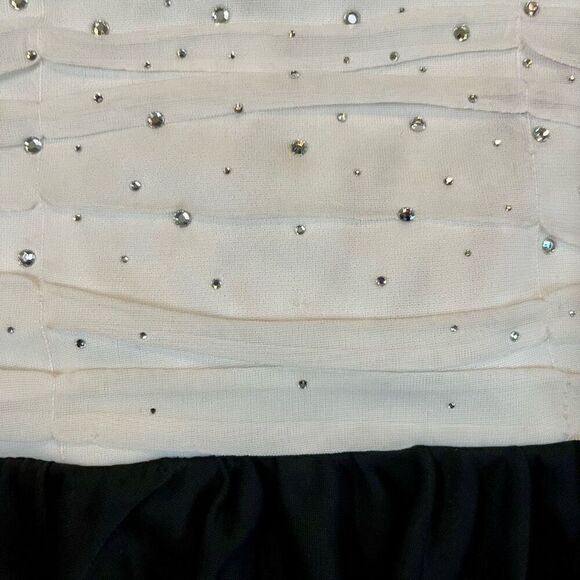 BCX Girl Black White Rhinestone Dressy Party Dress 12 - Picture 7 of 12